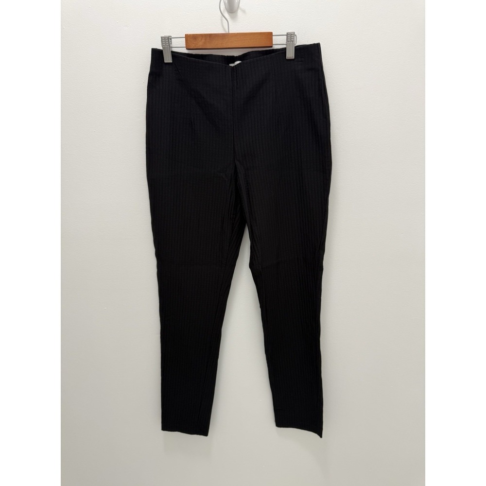 Calvin Klein Black Textured Stripe Ankle Pants Size 10 Stretch Work‎ Career
